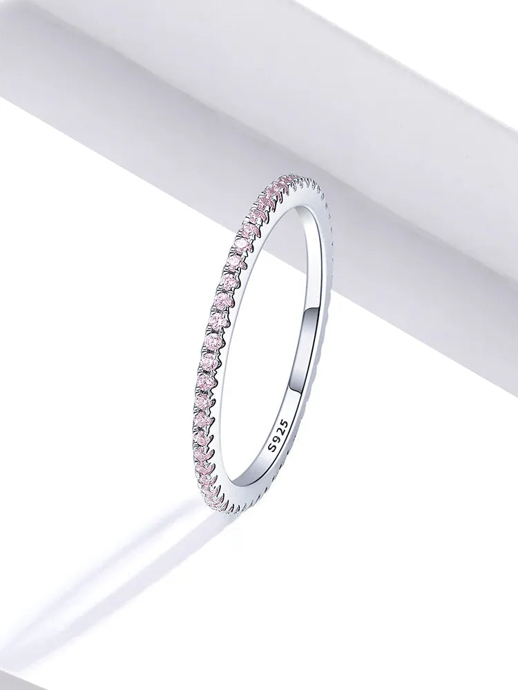 Diamond Stackable Ring Platinum Plated Eternity Bands for Women
