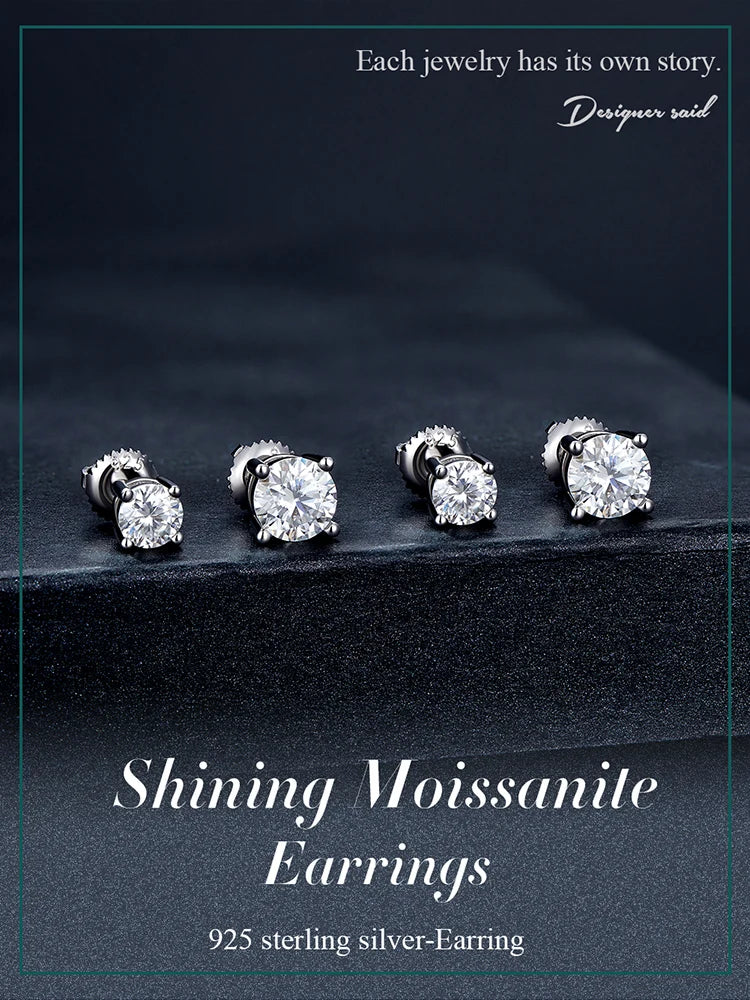Moissanite Earrings for Women Silver Wedding Jewelry