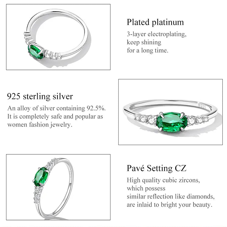 Ring for Women Green Zirconium Ring Fine Jewelry Wedding Bridal Wedding