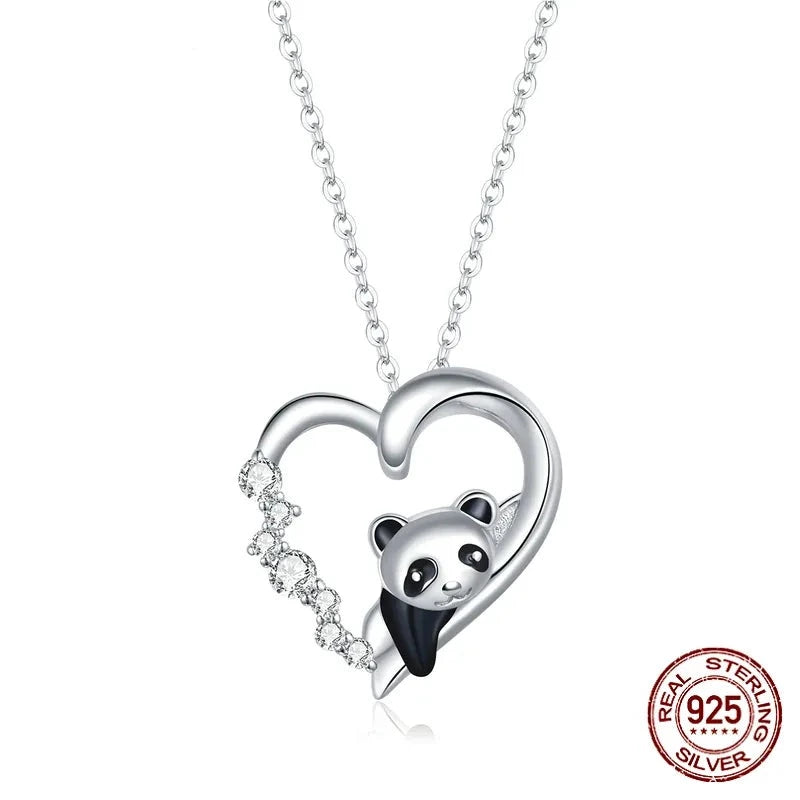 Panda Crystal Necklace Enamel Cute