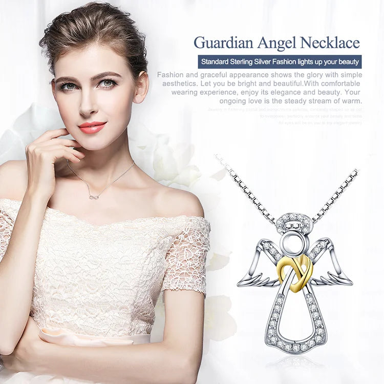 Maryana  Sterling Silver Guardian Angel Pendant Necklace Angel  for Women