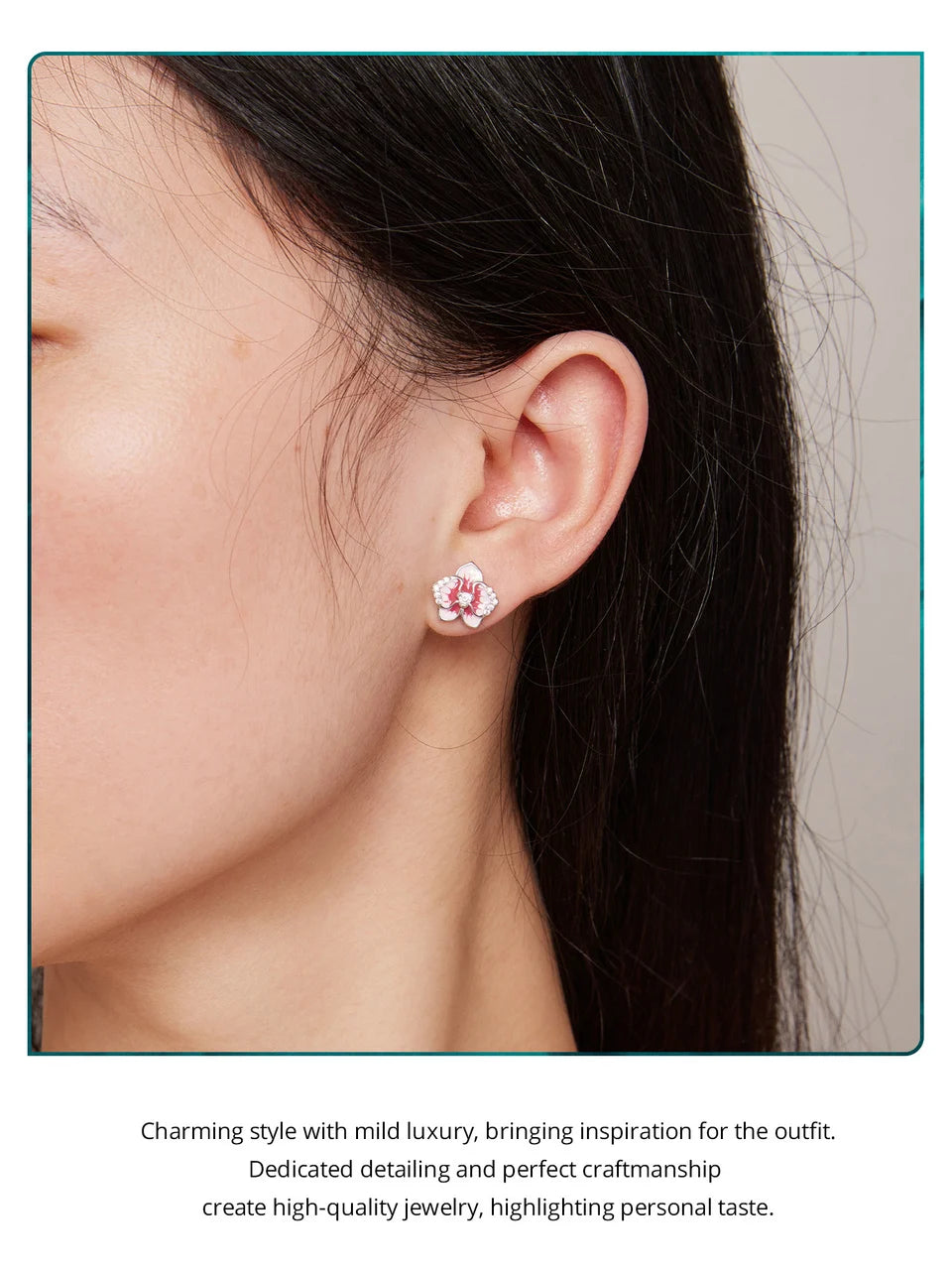 Purple Flower Stud Earrings Platinum