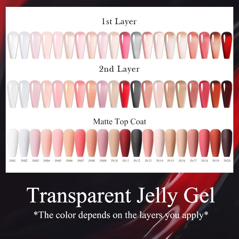 Red Jelly Transparent Nail Gel 10ML Pink Nude Color