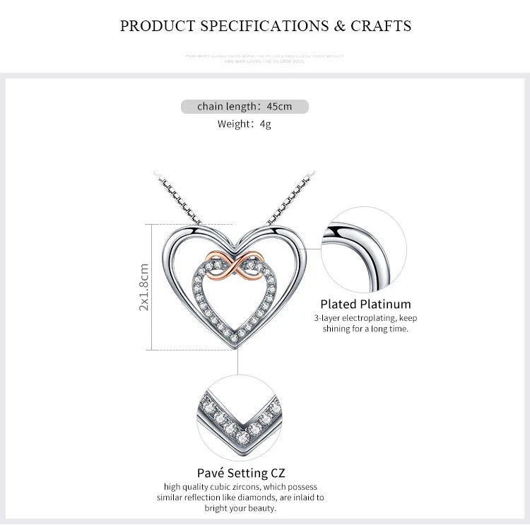 Heart Infinity Love Necklace Jewelry