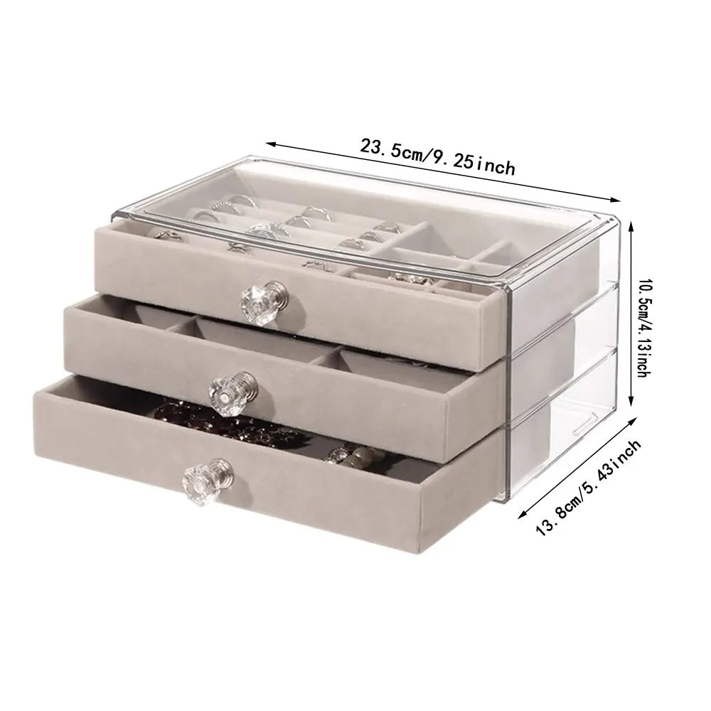 High-capacity Three-layer Flannel Jewelry Box Drawer