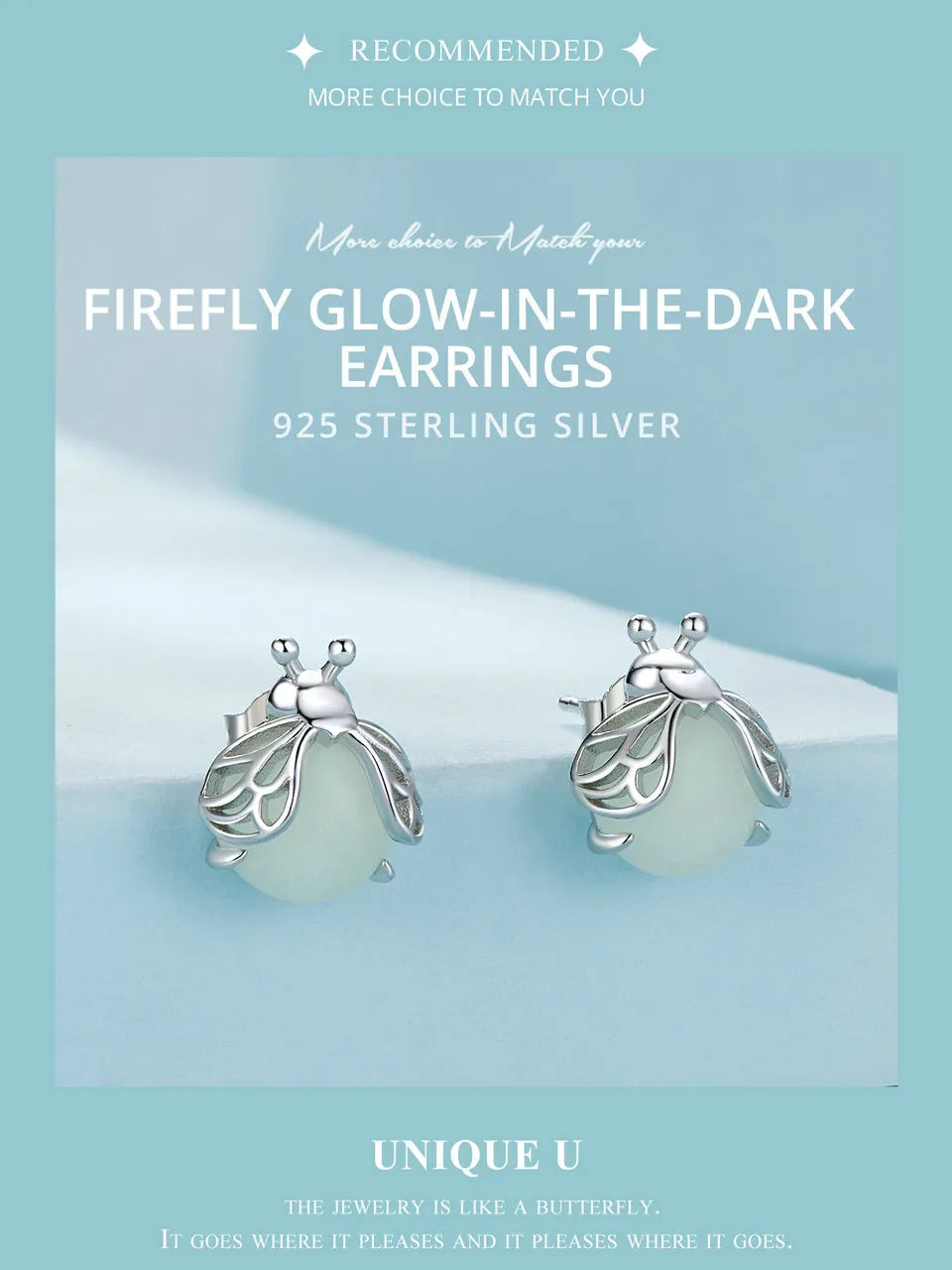 Glow-in-the-dark Firefly Stud Earrings  Jewelry