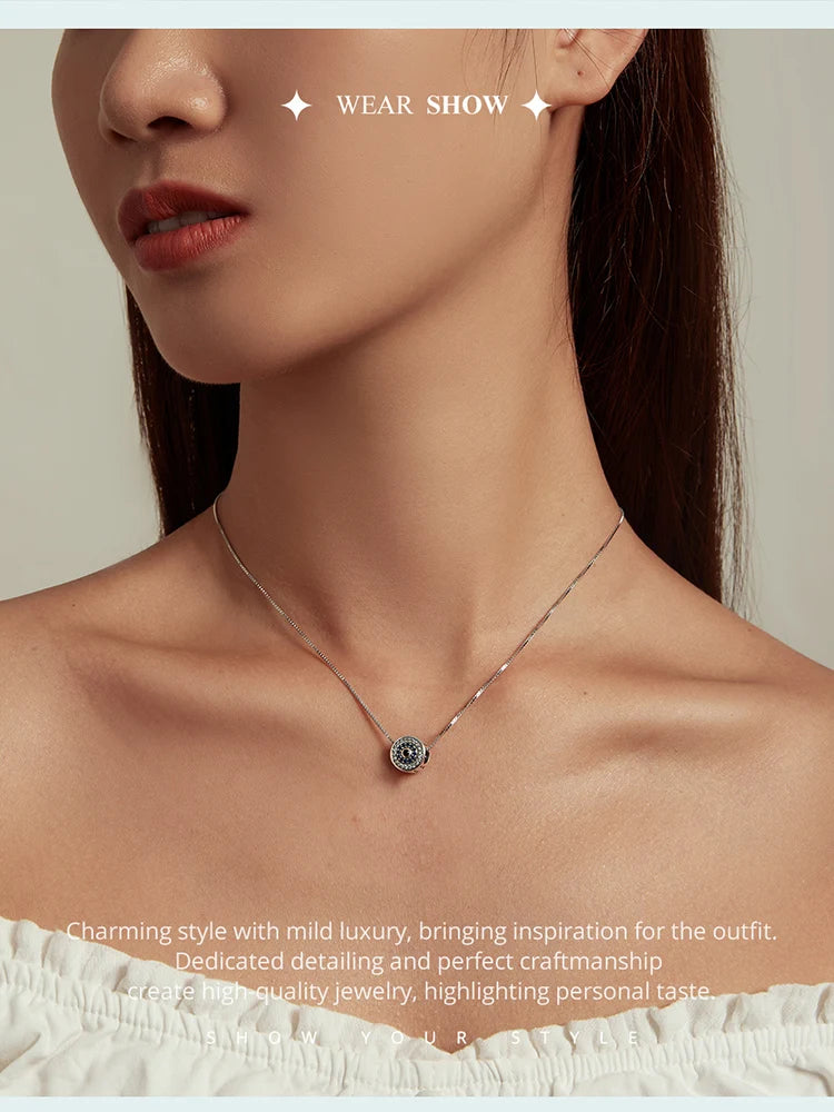 Silver Blue Crystal Evil Eye Necklace Lucky Eye for Women